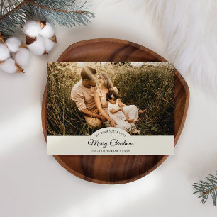 Ivory Very Merry Christmas Four Photo Horizontal Holiday Card