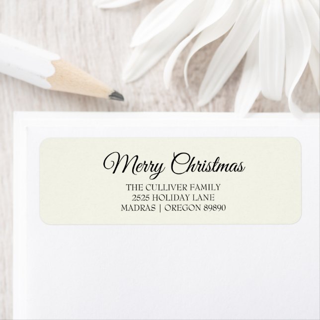 Ivory Very Merry Christmas Holiday Return Address (Insitu)