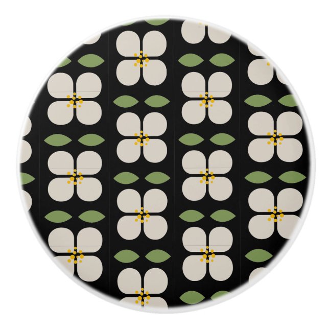 IVORY VINES - Floral Ceramic Knob  (Front)
