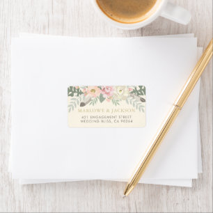 Ivory Vintage Boho Floral Wedding Return Address Label