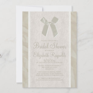 Ivory Vintage Bow Linen Bridal Shower Invitations