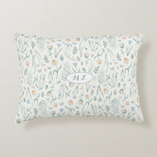 Ivory Vintage Cottagecore Botanical Meadow Custom Accent Pillow
