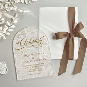 Ivory Vintage Lace Wedding Acrylic Invitations
