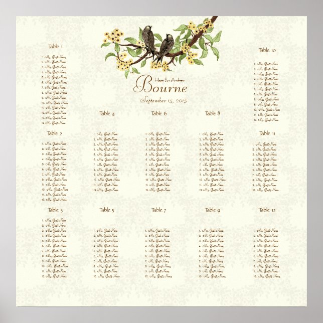 Ivory Vintage Love Birds Poster (Front)