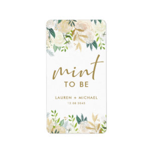 Ivory Watercolor Rose Gold Foil Mint To Be Wedding Label
