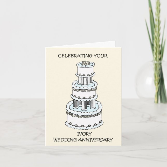Ivory Wedding Anniversary 14 Years Card (Front)