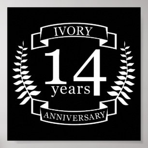 Ivory wedding anniversary 14 years poster