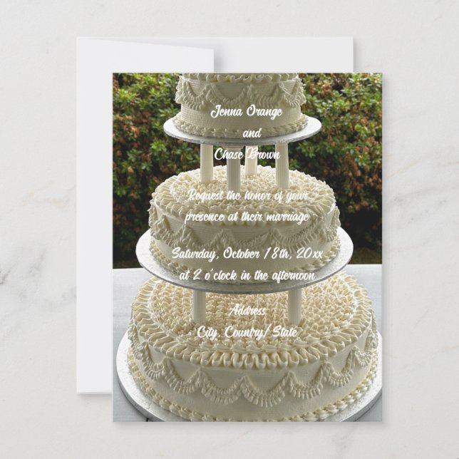 Ivory Wedding Cake Invitation (Front)