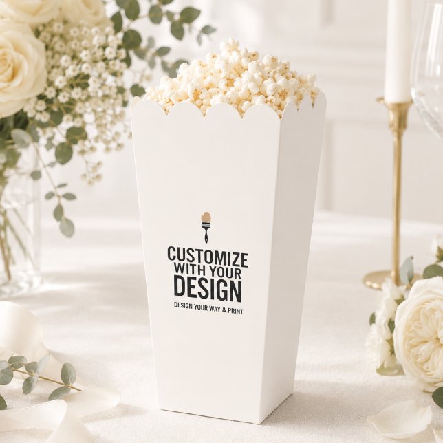 Ivory Wedding Customized Personalized Popcorn Favor Box (Creator Uploaded)