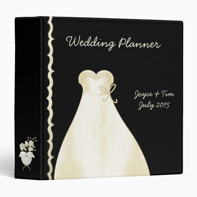 Ivory Wedding Dress and Border Planner Binder (Front/Spine)
