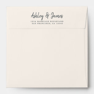 Ivory Wedding Return Address Square Envelope