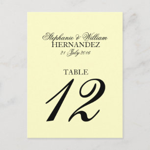 Ivory Wedding Table Number Postcard