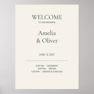 Ivory Wedding Welcome Sign with Timeline