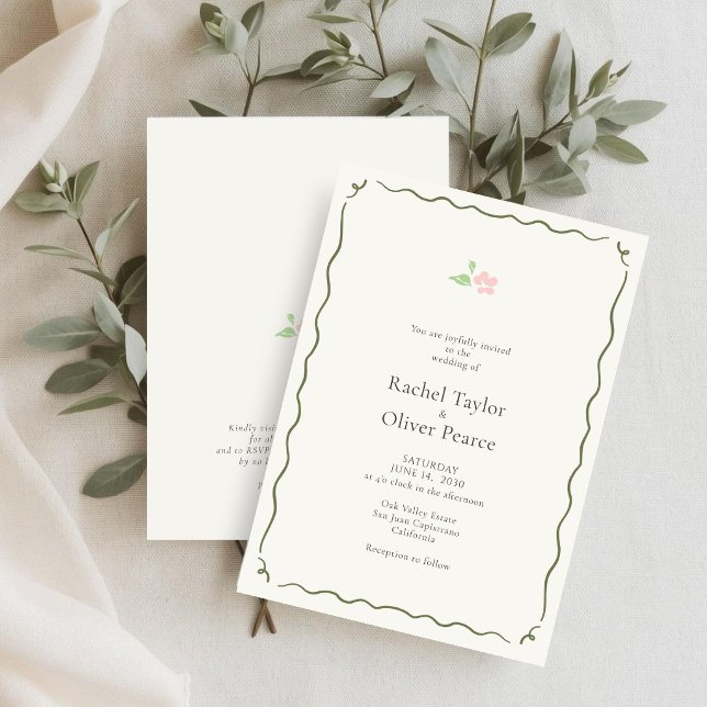 Ivory | Whimsical Floral Wedding Invitation (Créateur téléchargé)