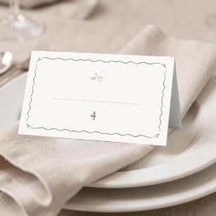 Ivory   Whimsical Floral Wedding Table Number Card