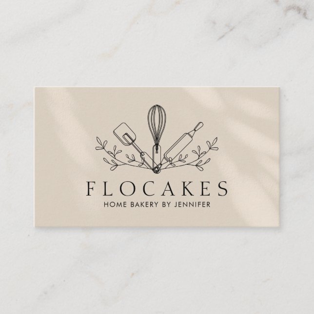 Ivory Whisk Pastry Chef Home Bakery Cafe Pastry Business Card (Front)