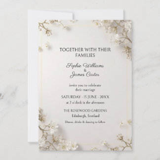 Ivory White Blossom Wedding Invitation