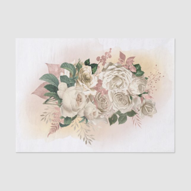 ivory white bouquet tissue paper (Front)