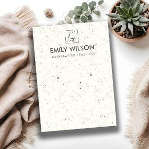 IVORY WHITE CERAMIC TEXTURE EARRING DISPLAY LOGO BUSINESS CARD