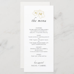 Ivory & White Chic Faux Gold Floral Wedding Menu