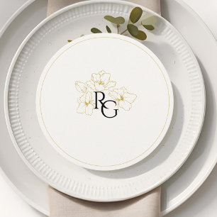 Ivory & White   Chic Floral Monogram Wedding Flat  Menu