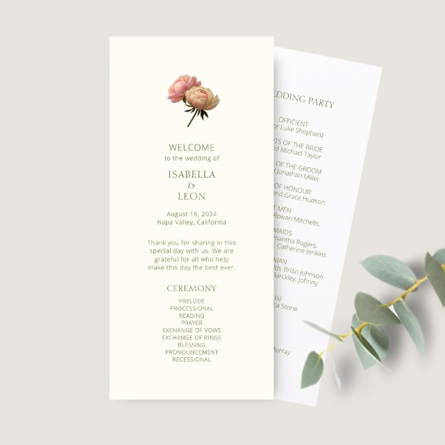 Ivory & White | Chic Floral Rose Wedding Program (Creator Uploaded)