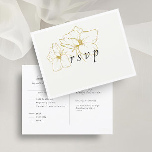 Ivory + White Chic Floral Wedding RSVP Postcard