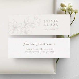 Ivory & White   Chic Minimalist Flower  Mini Business Card