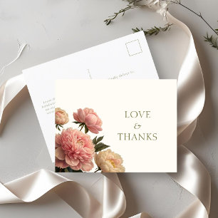 Ivory & White Chic Rose Thank You Wedding Postcard