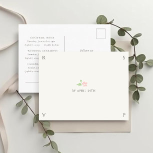 Ivory & White   Chic Wedding RSVP Response  Postcard