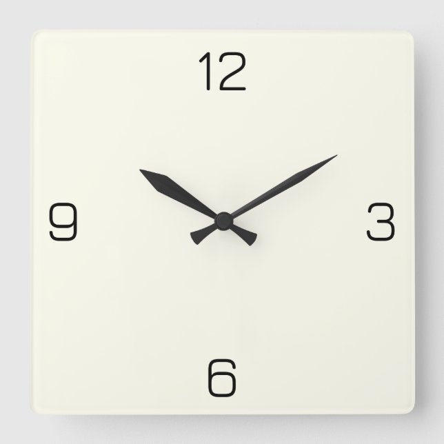 Ivory White FFFFF0 - Option to Add Name Square Wall Clock (Front)