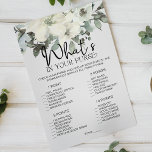 Ivory White Floral Game Whats In Your Purse Flyer<br><div class="desc">What's In Your Purse bridal shower game.  Watercolor botanical,  Ivory White Floral. Matching items to complete your event collection are available in our Zazzle store!</div>