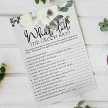 Ivory White Floral Game Would the Groom Say Flyer<br><div class="desc">What would the Groom Say bridal shower game.  Watercolor botanical,  Ivory White Watercolor Floral.   Matching items to complete your event collection are available in our Zazzle store!</div>