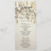 Ivory White Floral Gold Feuilles programme de mari