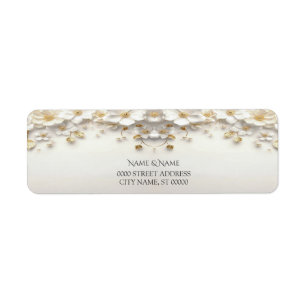 Ivory White Floral Gold Leave Adresse de retour