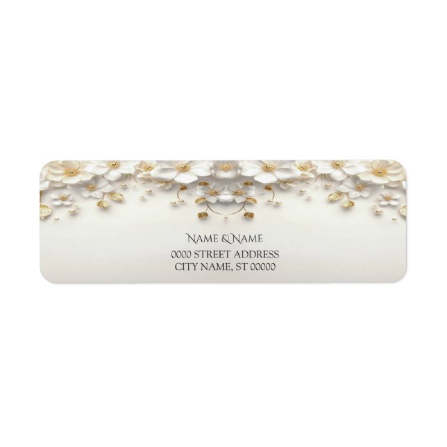 Ivory White Floral Gold Leave Adresse de retour (Devant)