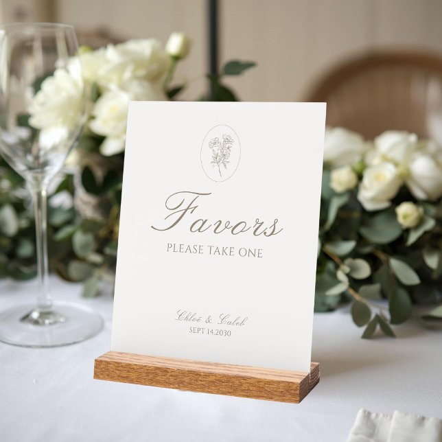 Ivory White | Floral Wedding Favour Table Top  Acrylic Sign (Creator Uploaded)
