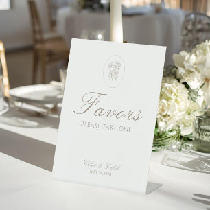 Ivory White Floral Wedding Favour Table Top Pedestal Sign