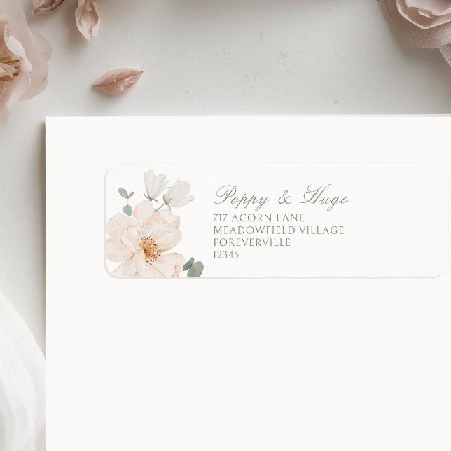 Ivory White | Floral Wedding Return Address  (Creator Uploaded)