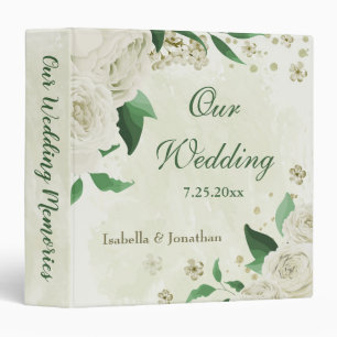 Ivory white flowers greenery wedding photo album 3 binder