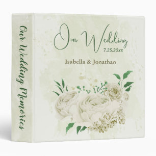 Ivory white flowers greenery wedding photo album binder