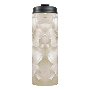 Ivory White Flowers Thermal Tumbler