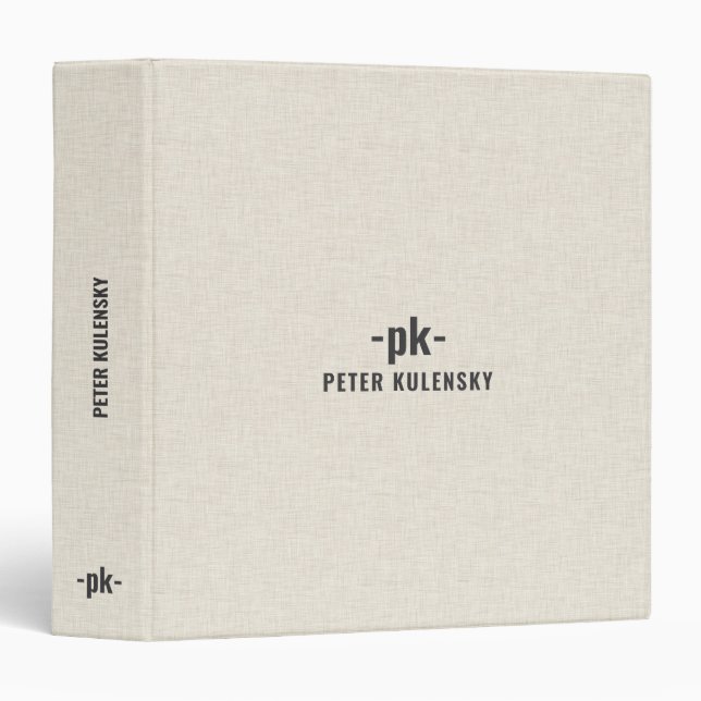 Ivory White linen texture simple tan typography Binder (Front/Spine)