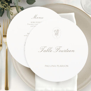 Ivory White Minimalist Script Botanical Wedding Menu