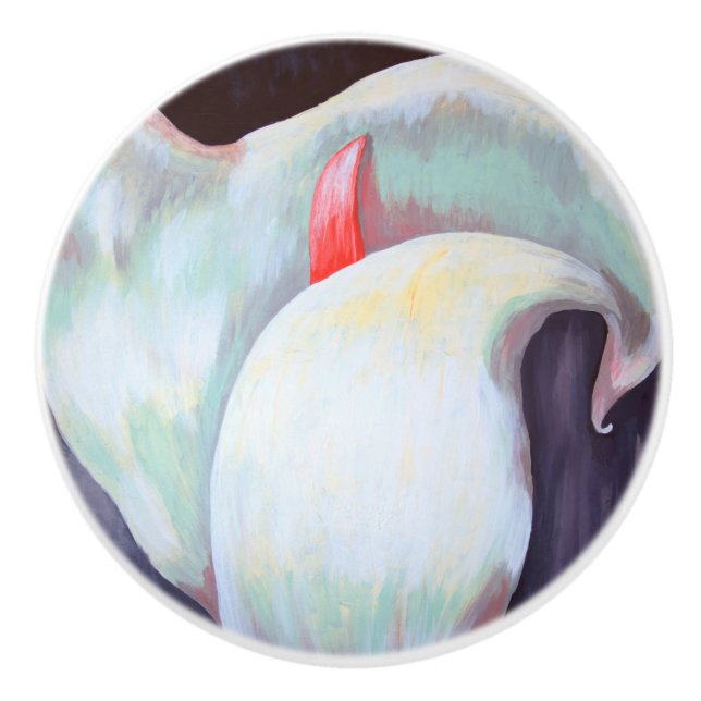 Ivory White Orchid With Lilac Lemon Hues Ceramic Knob (Front)