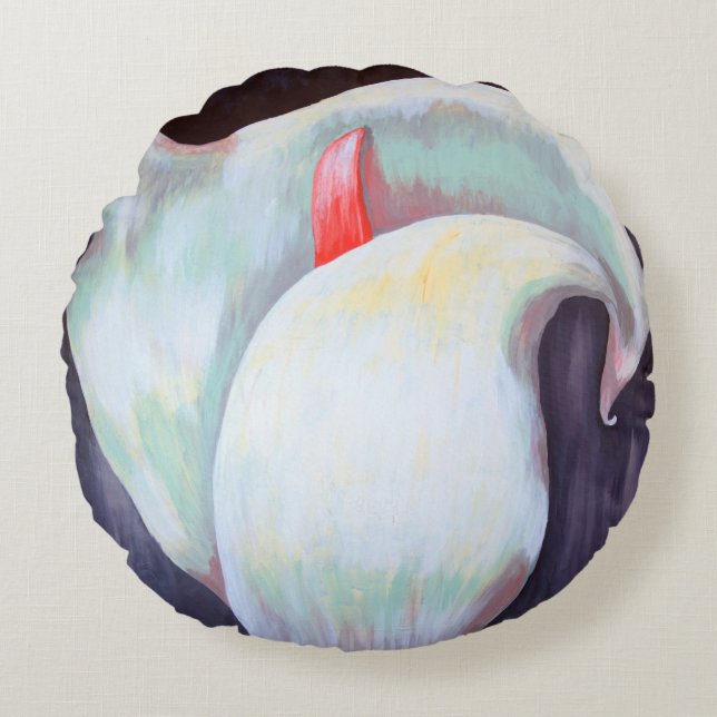 Ivory White Orchid With Lilac Lemon Hues Round Pillow (Front)