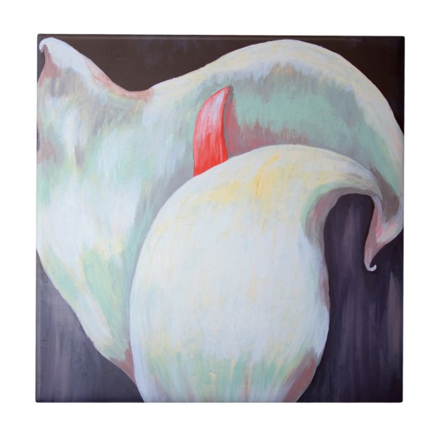 Ivory White Orchid With Lilac Lemon Hues Tile (Front)