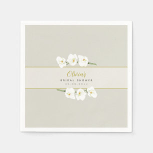 Ivory White Orchids Simple Elegant Bridal Shower Napkin