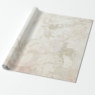 Ivory White Pink Grey Silver Marble Stone Brushes Wrapping Paper