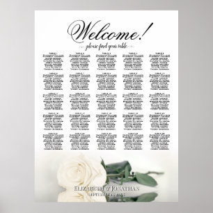 Ivory White Rose Elegant 25 Table Seating Chart